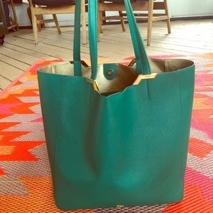 Kelly Green Leather Ralph Lauren Tote Handbag